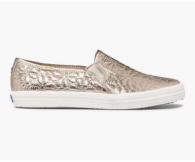 Keds Womens Golden Slip On Shoes - Keds X Kate Spade New York Double Decker Quilted Nylon 912TEHICX